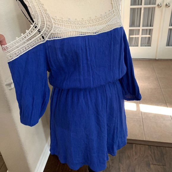 Entro Royal Blue cold shoulder blouson dress Size S - Picture 4 of 17